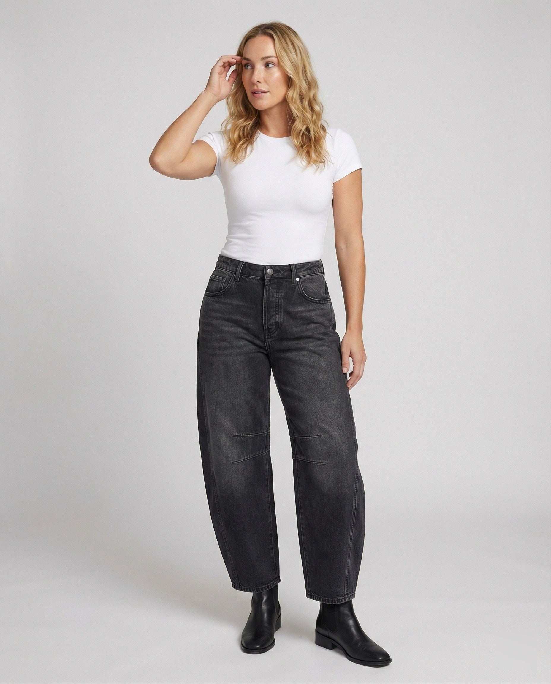 Colette - Mid Rise Barrel Jeans for Women