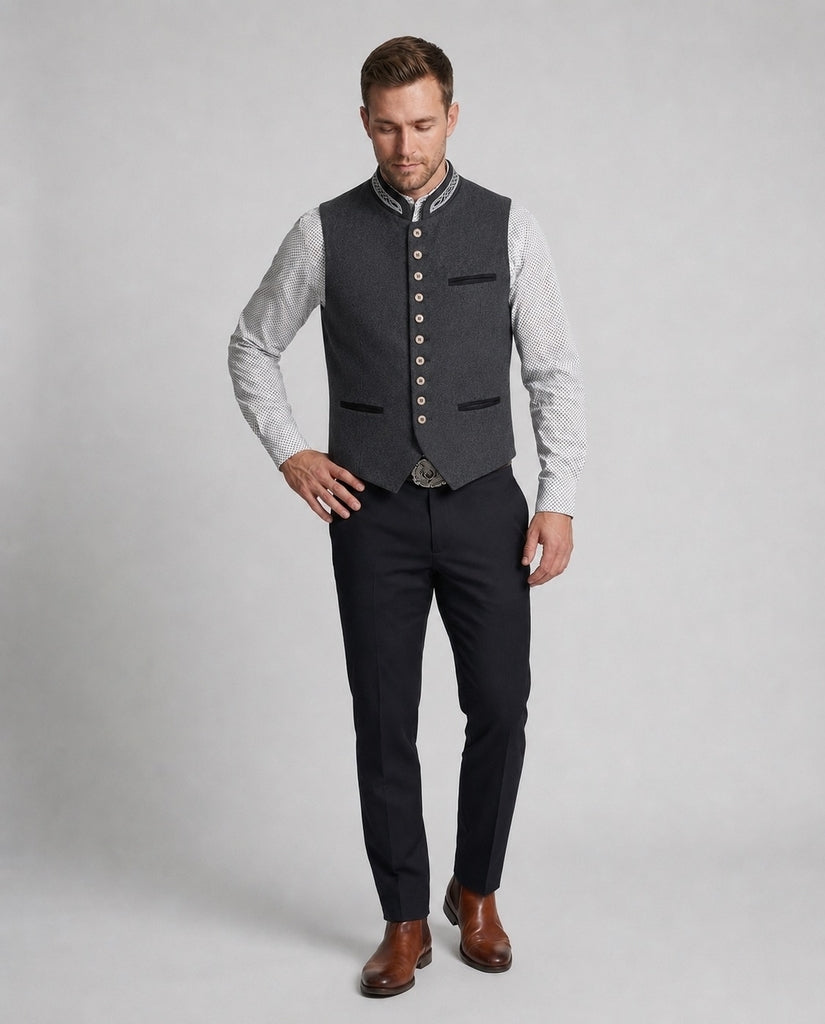 Tradivest - Men's Traditional Waistcoat with Stand Collar