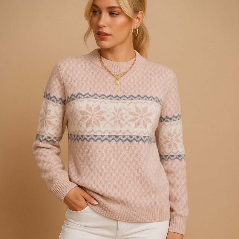 Femke – Maglione a Collo Alto con Motivo Fiocco di Neve