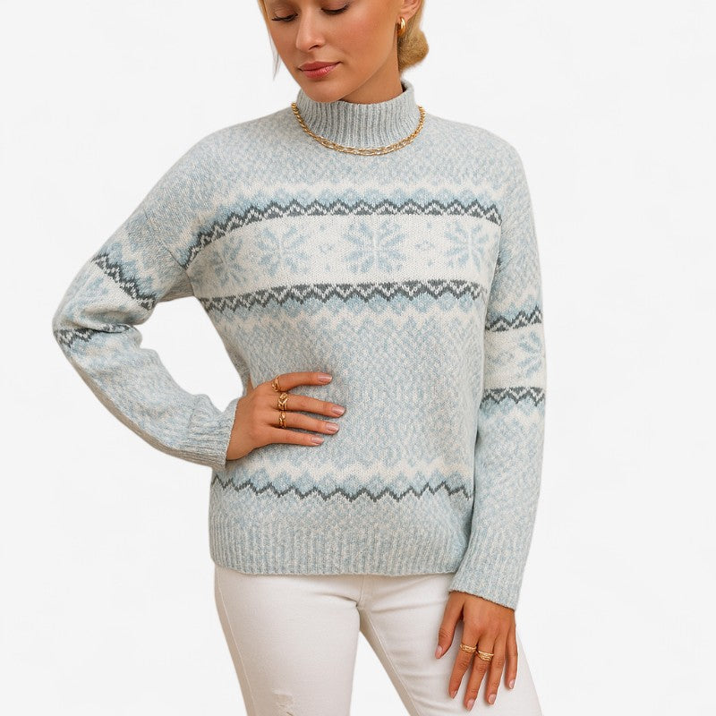 Femke – Maglione a Collo Alto con Motivo Fiocco di Neve
