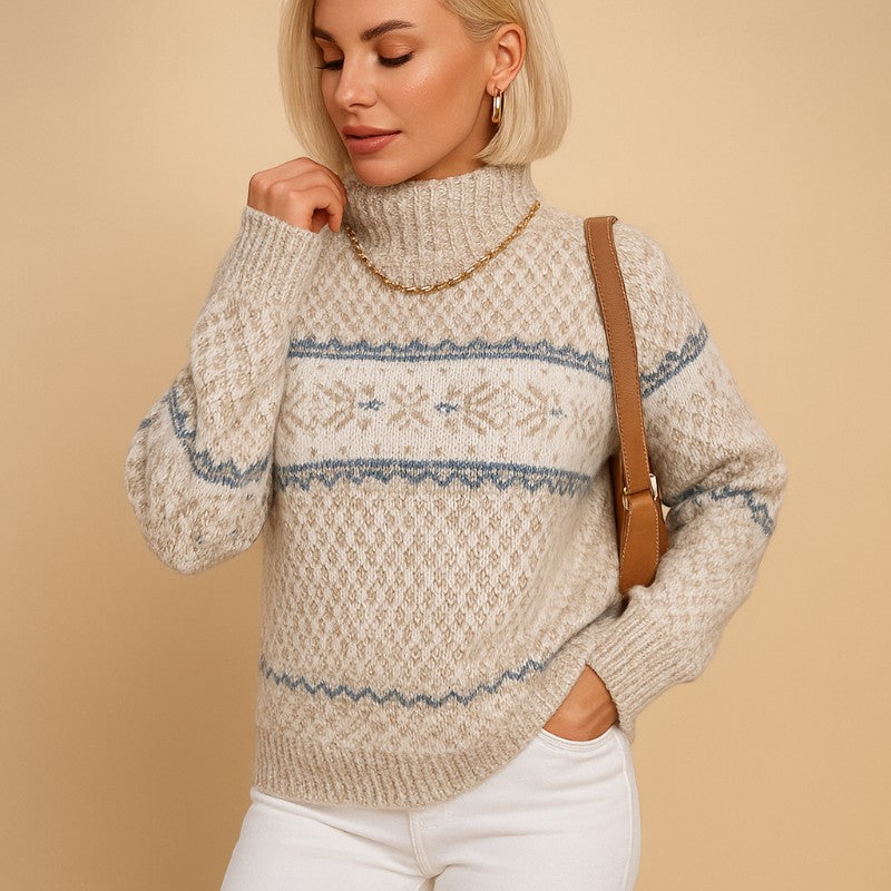 Femke – Maglione a Collo Alto con Motivo Fiocco di Neve