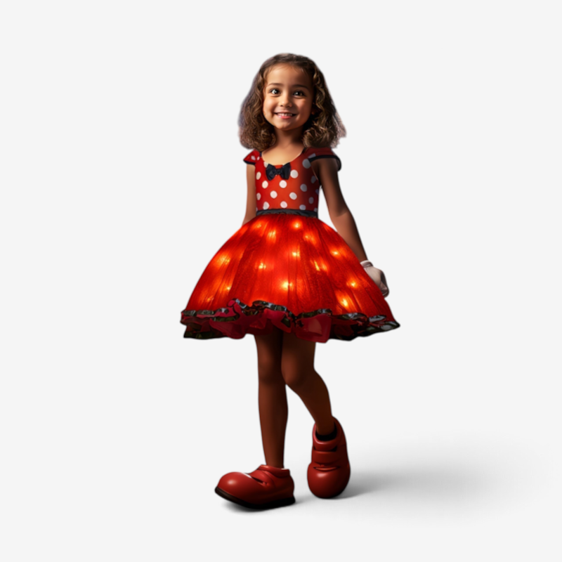 Girls' Light-Up Mouse Costume Dress with Polka Dots