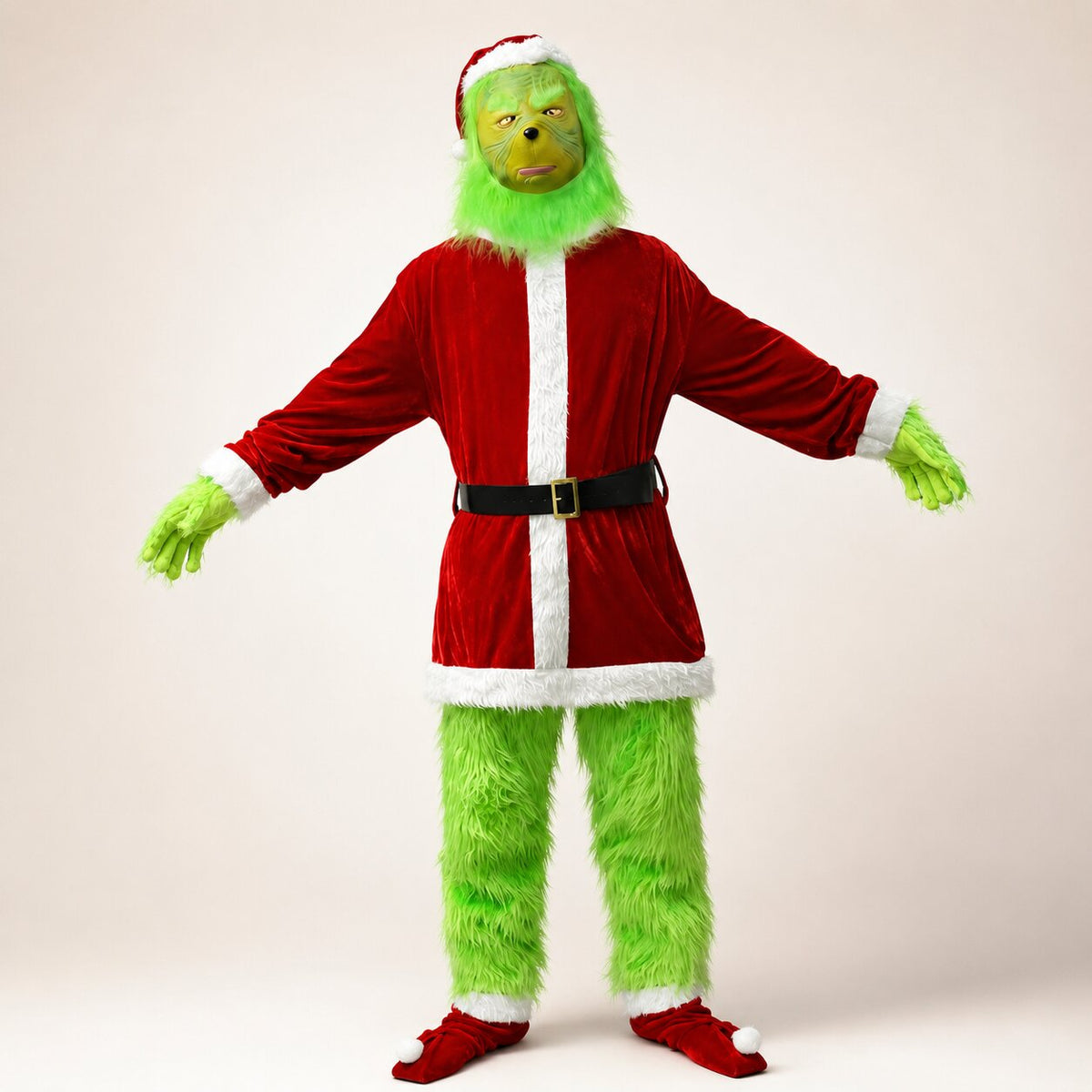 HollyGrinch - Disfraz de Grinch con máscara y atuendo navideño