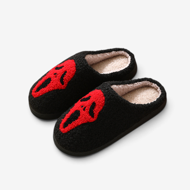 Halloween Slippers with Skull Design and Warm Lining