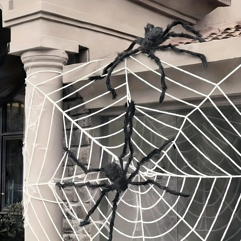 Halloween Spider Decoration Set with Stretchable Web