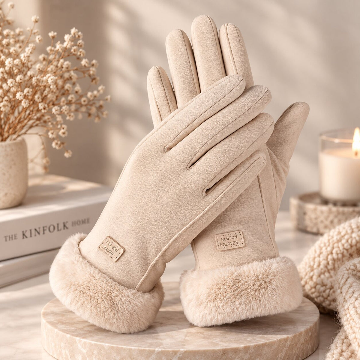 FrostMira – Guanti invernali con fodera in pelliccia sintetica e dita compatibili con touchscreen