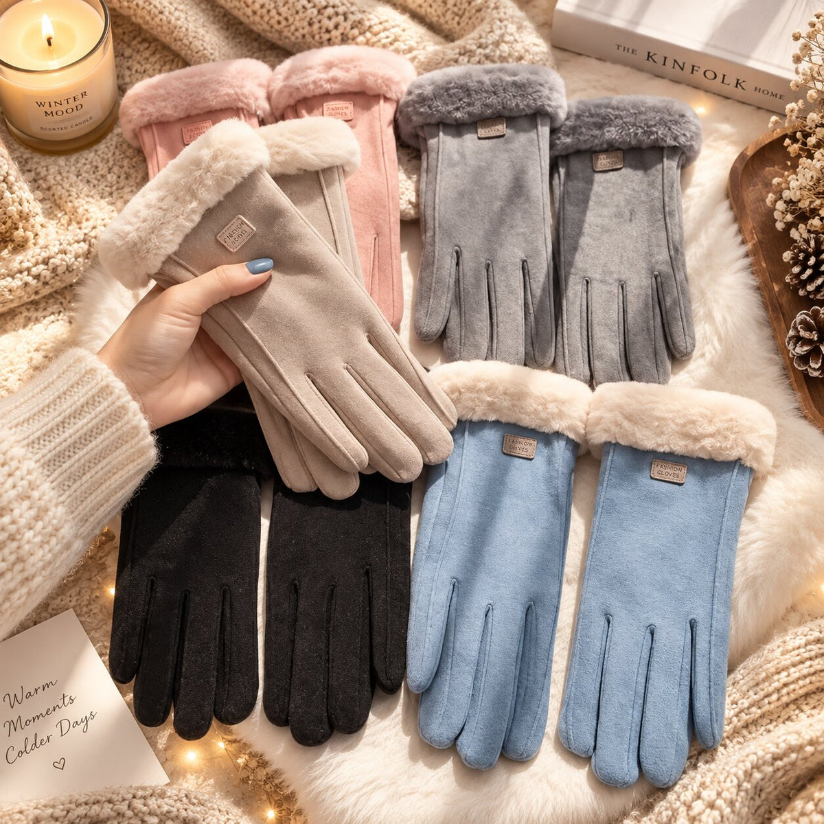 FrostMira – Guanti invernali con fodera in pelliccia sintetica e dita compatibili con touchscreen