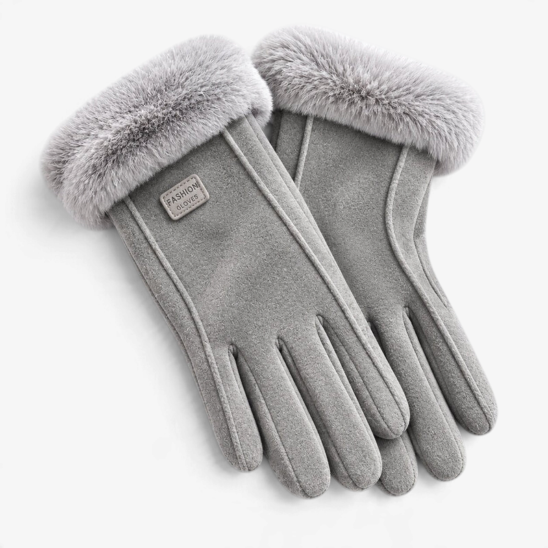 FrostMira – Guanti invernali con fodera in pelliccia sintetica e dita compatibili con touchscreen