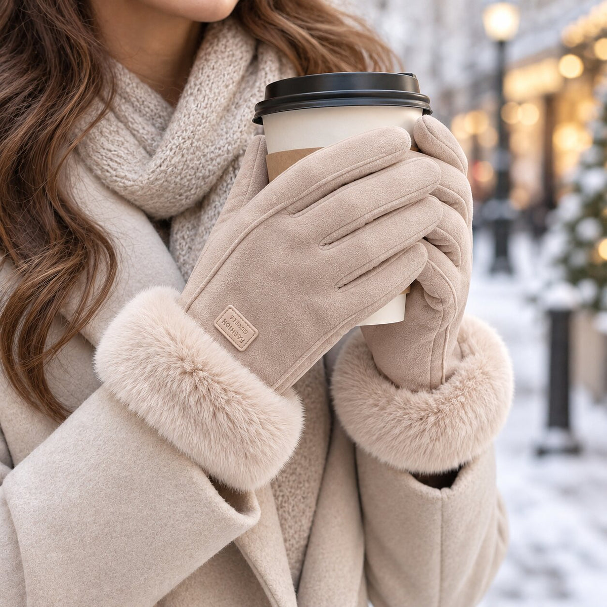 FrostMira – Guanti invernali con fodera in pelliccia sintetica e dita compatibili con touchscreen