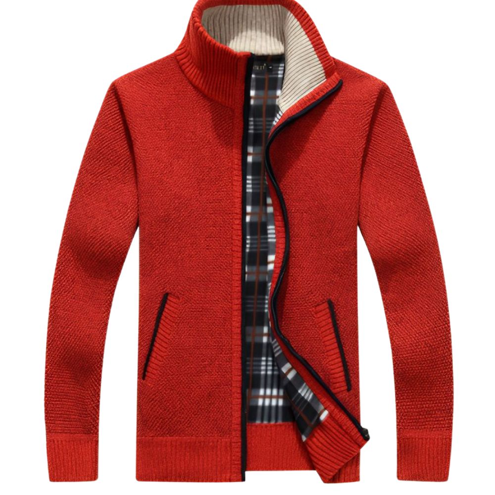 KnitMand - Pánsky kardigán so zapínaním na zips a mandarínskym golierom
