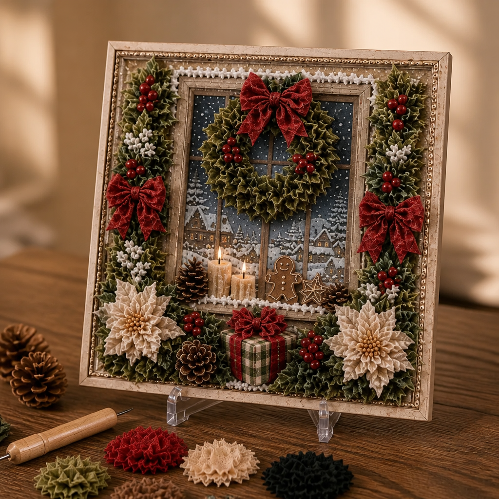 Stitchmas - Kit de manualidades con tela 3D y plantilla precortada