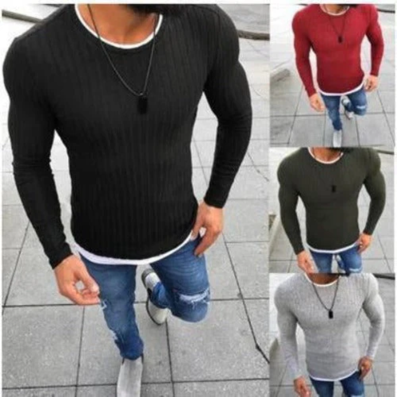 Gregor - Sweat-shirt Slim-Fit souple et élégant avec encolure ronde