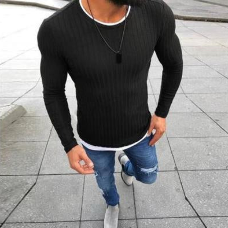 Gregor - Sweat-shirt Slim-Fit souple et élégant avec encolure ronde