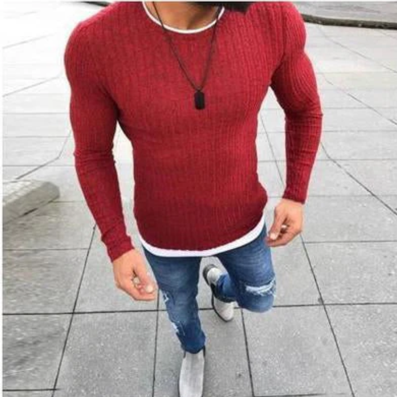 Gregor - Sweat-shirt Slim-Fit souple et élégant avec encolure ronde
