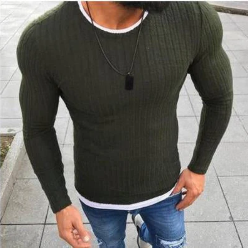 Gregor - Sweat-shirt Slim-Fit souple et élégant avec encolure ronde
