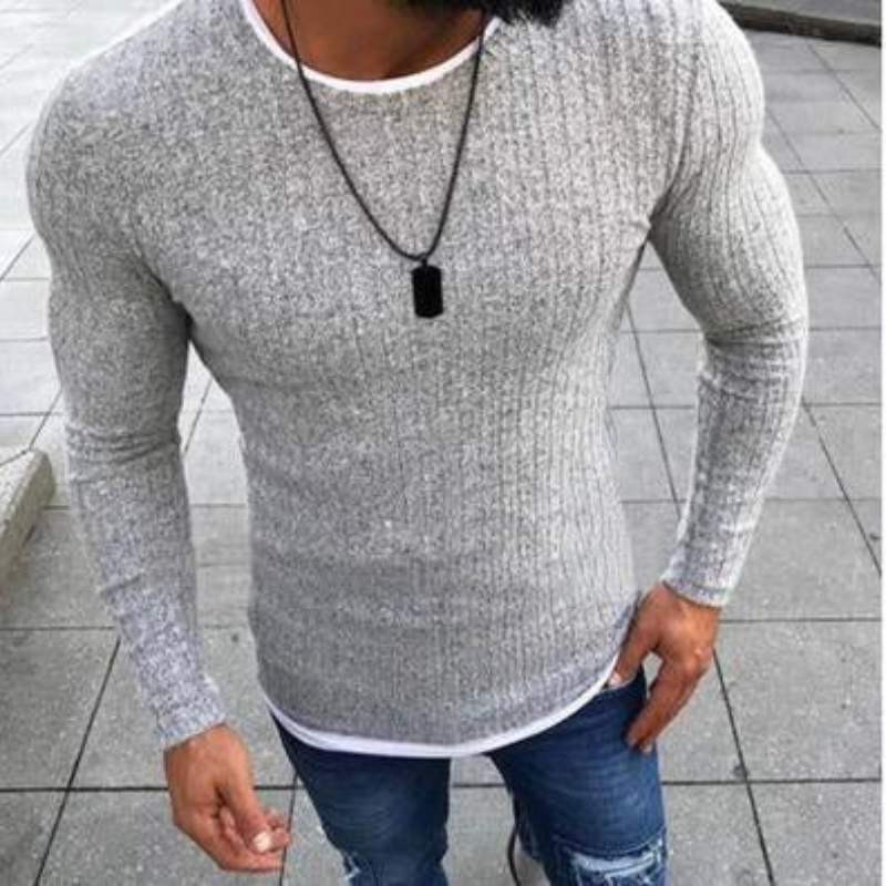 Gregor - Sweat-shirt Slim-Fit souple et élégant avec encolure ronde