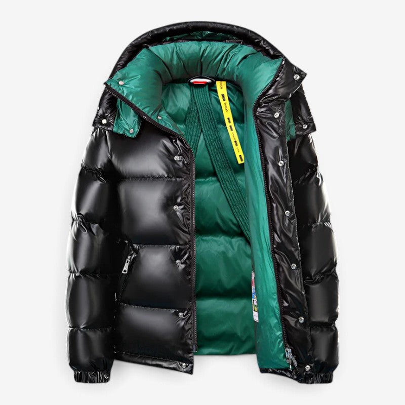 Quilora - Men's Quilted Hooded Jacket with Zippered Pockets