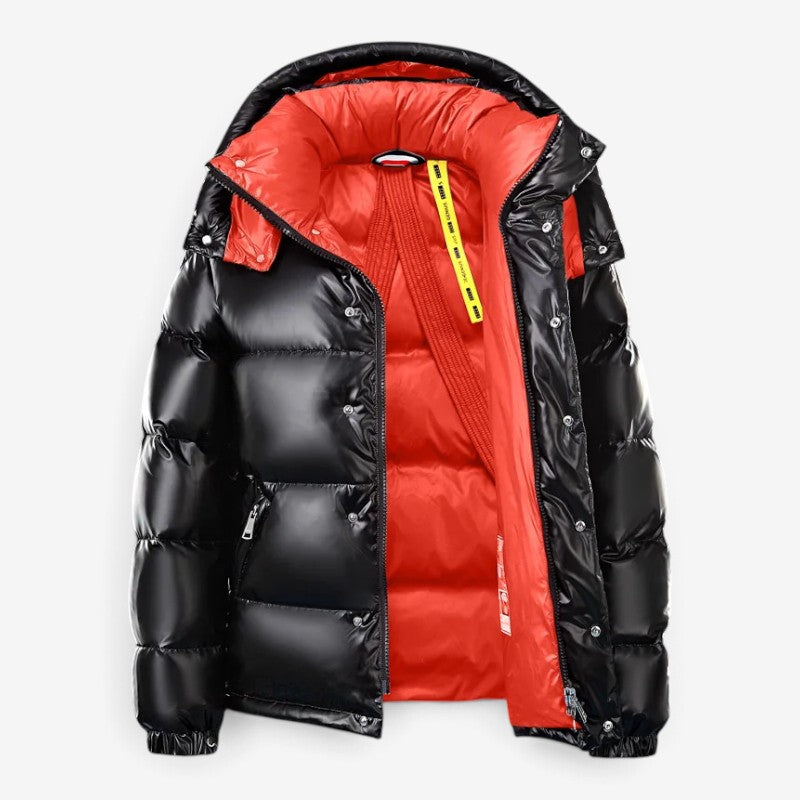 Quilora - Men's Quilted Hooded Jacket with Zippered Pockets
