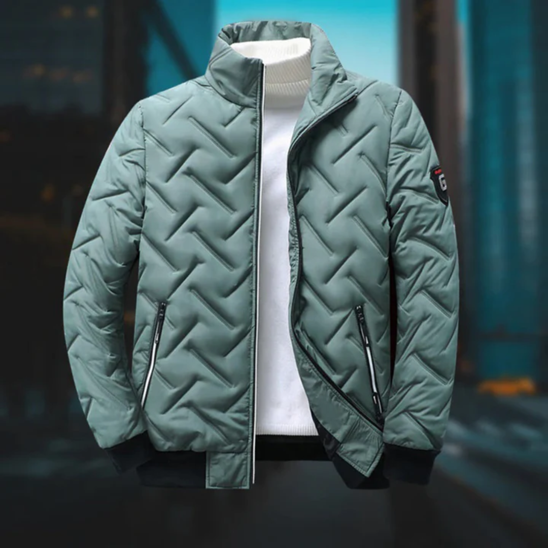 Theo - Jachetă slim-fit cu textură căptușită și buzunare cu fermoar