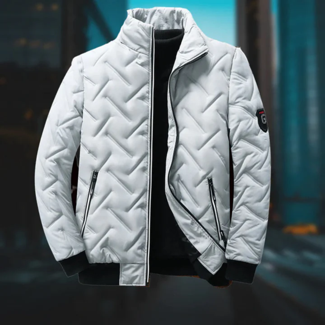 Theo - Jachetă slim-fit cu textură căptușită și buzunare cu fermoar