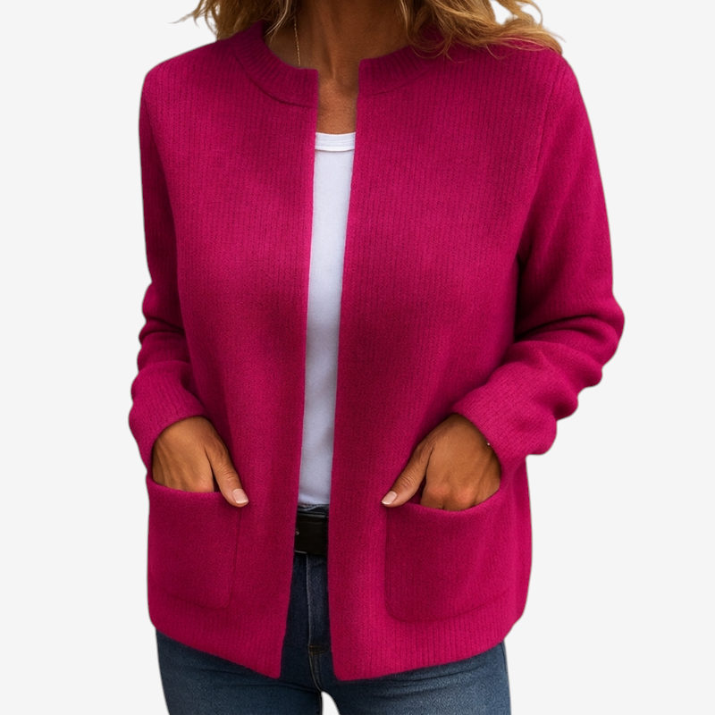 Cardigan tricotat pentru femei Warmora – cu închidere cu fermoar