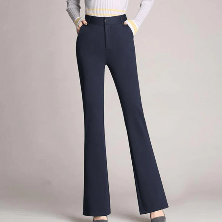 Mila – Pantalon évasé taille haute avec poches latérales