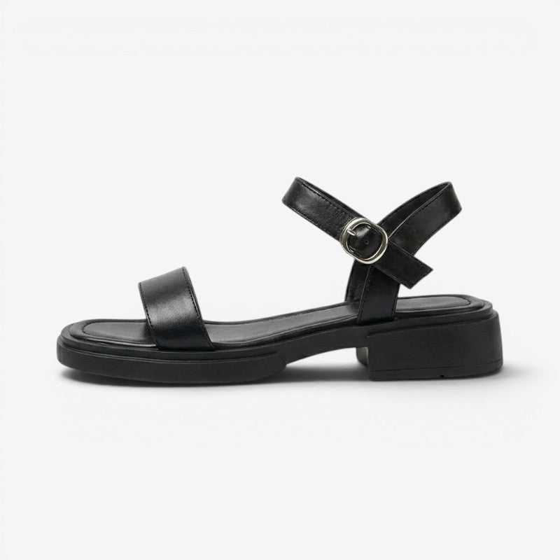 Women's Round Toe Low Heel Sandals with Adjustable Buckle Strap