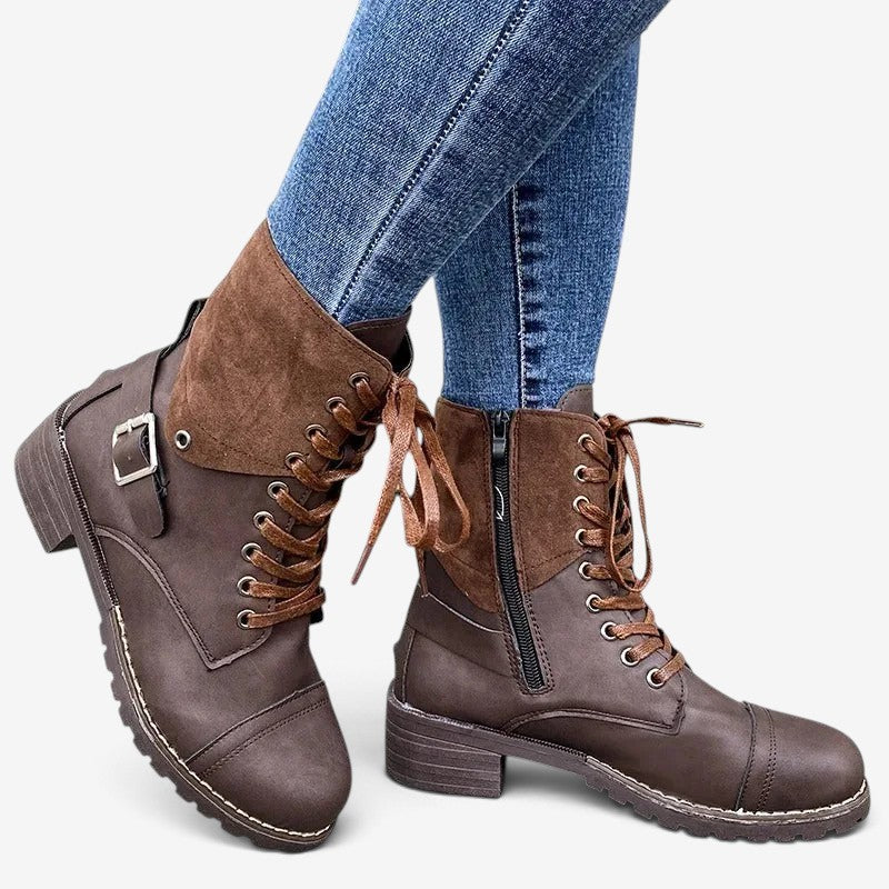 Zavreka – Adjustable Lace Boots with Side Zipper
