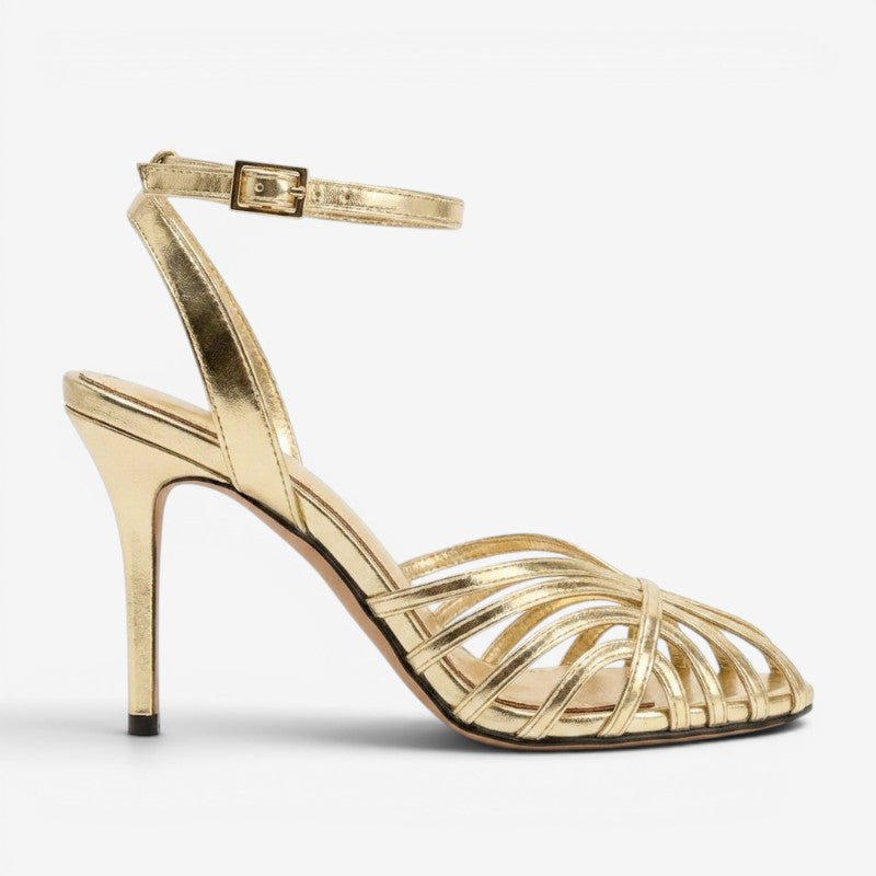 Women's high-heeled sandals with openwork strap