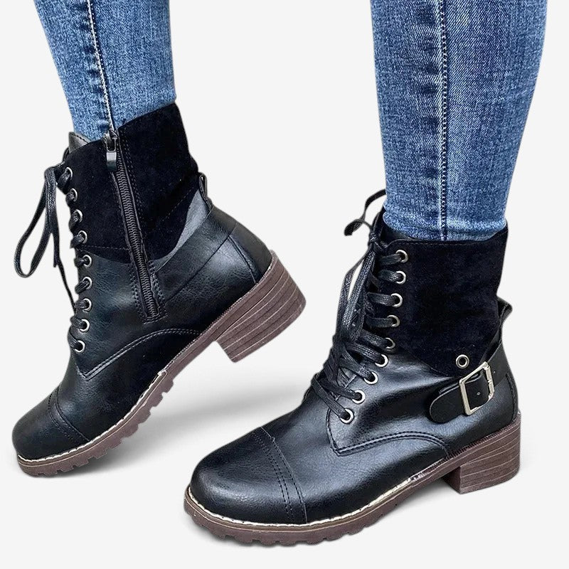Zavreka – Adjustable Lace Boots with Side Zipper