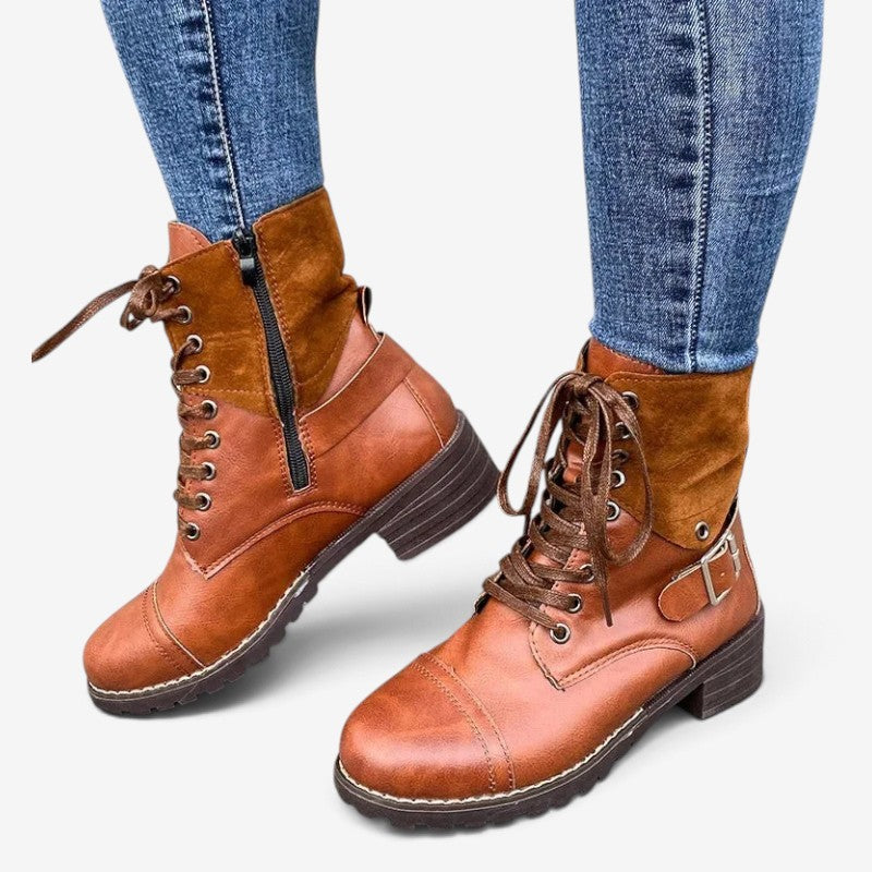 Zavreka – Adjustable Lace Boots with Side Zipper