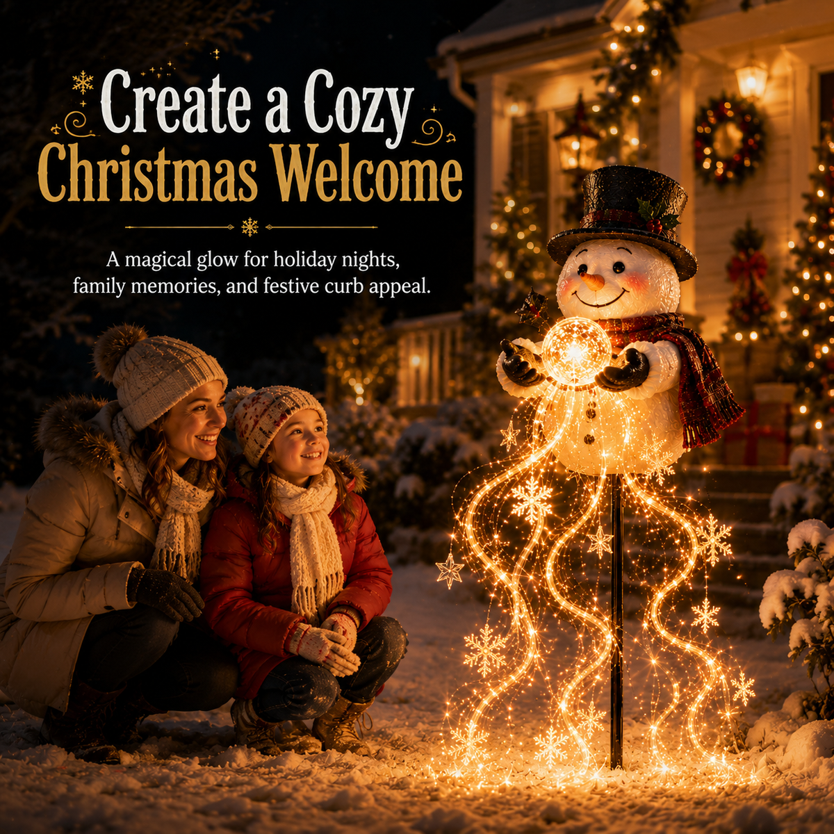 Snowlume - Solar Snowman Garden Light With Cascading Effect