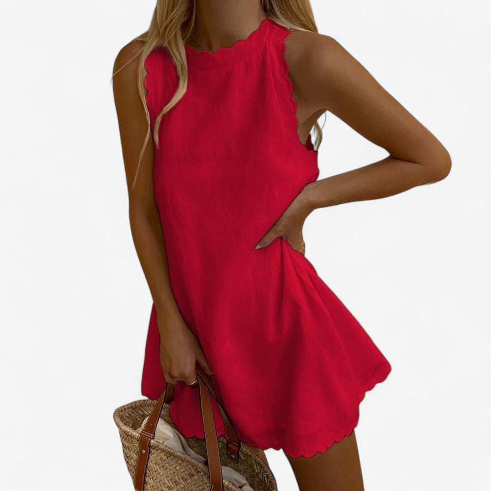 Veerle - Rochie mini fără mâneci cu guler rotund