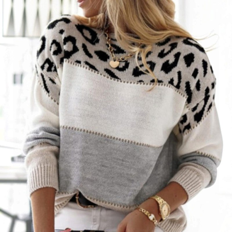 LeopardKnit - Women's Knitted Sweater With Leopard Print