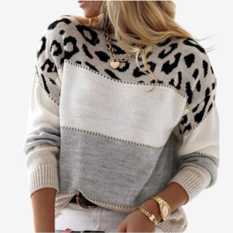 LeopardKnit - Women's Knitted Sweater With Leopard Print