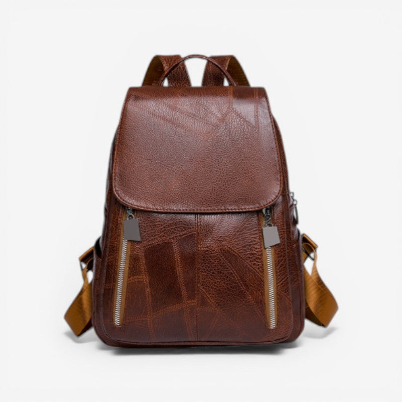 Julia - Sac à dos grande capacité avec multiples compartiments zippés | Design structuré facile à porter | Taille standard | Marron, Noir, Rouge