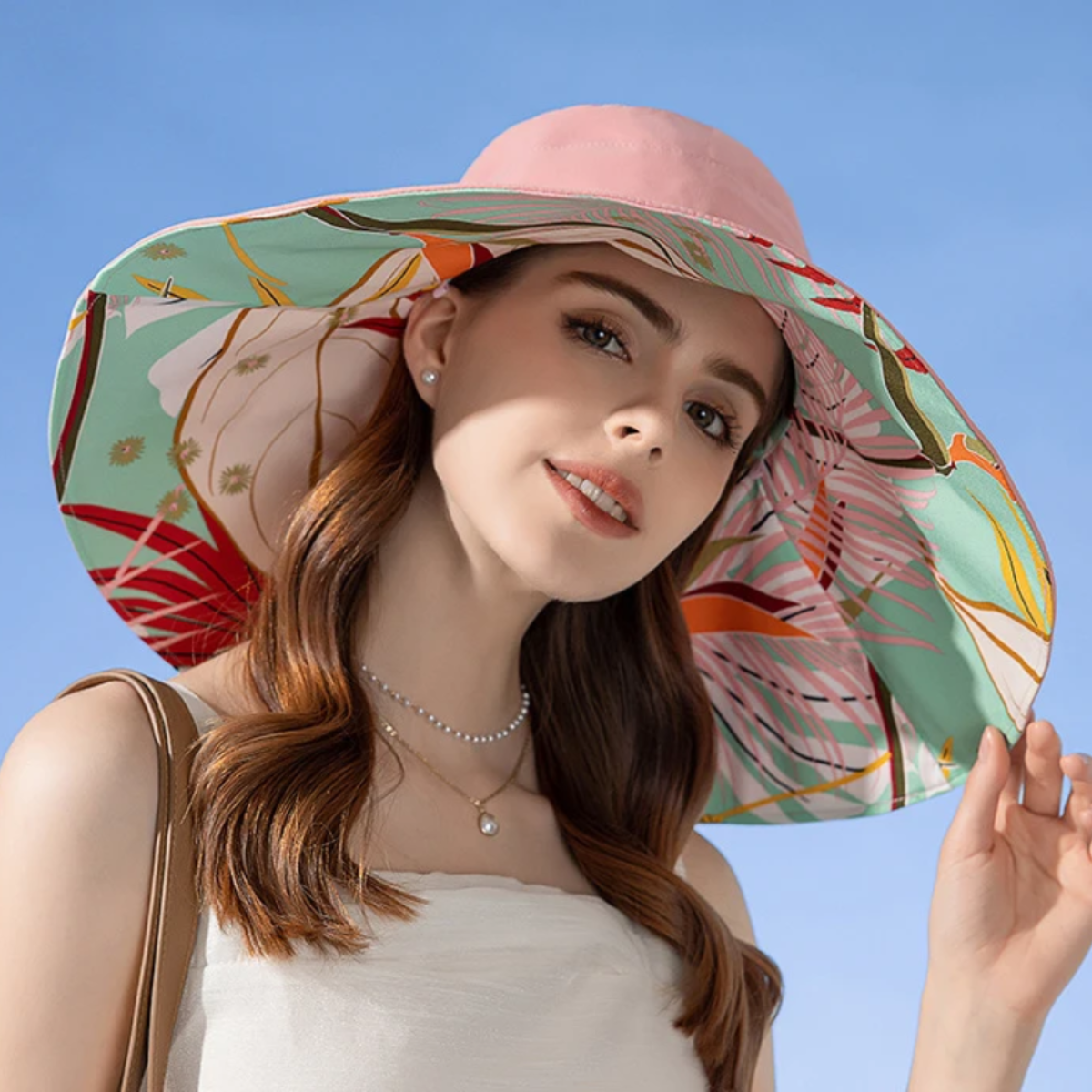 Sarah – Chapeau de soleil léger avec large bord et design réversible