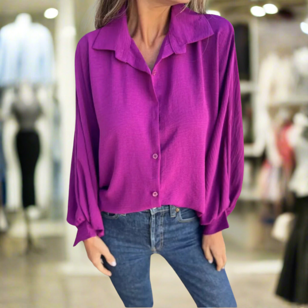 Eranthe - Elegant Klassiek Reverskragen Shirt Dames met Lange Mouwen-3