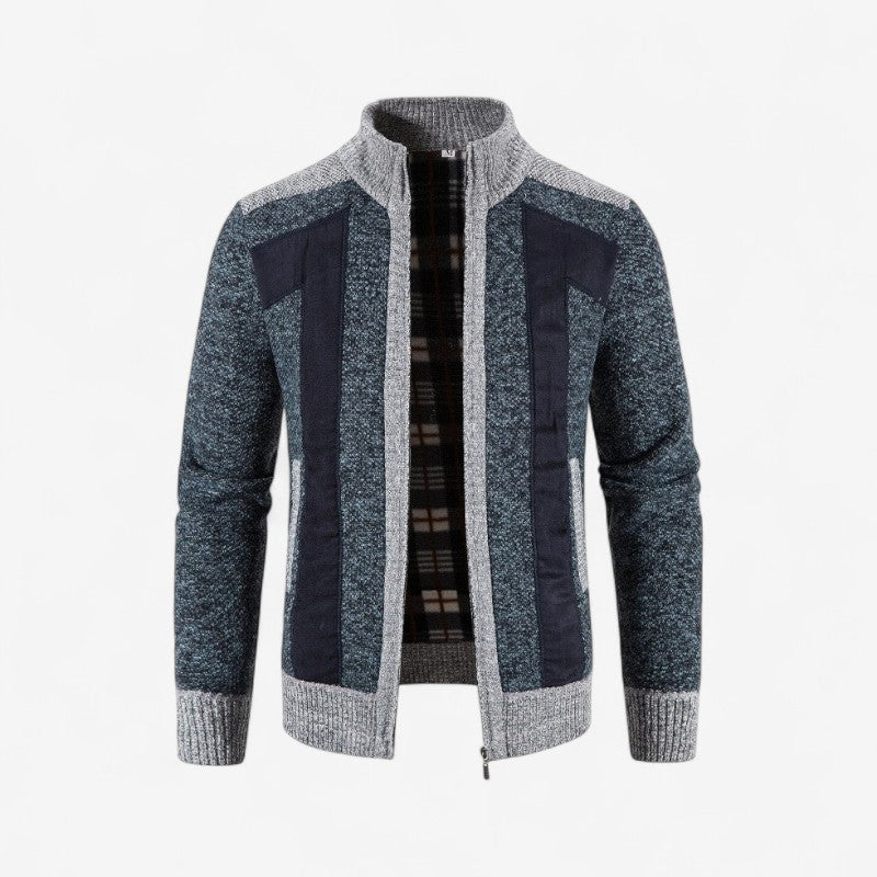 Nathan – Long Sleeve Coat with Zipper and Stand Collar