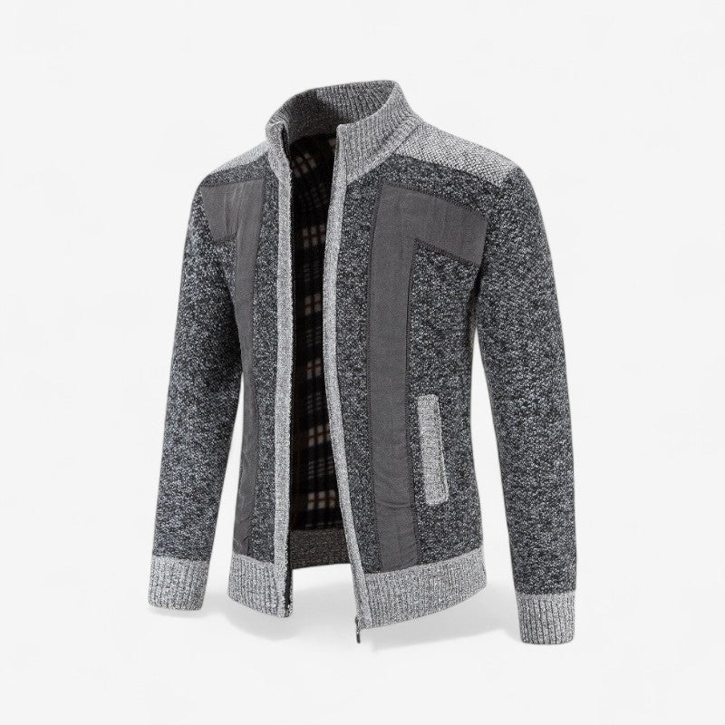 Nathan – Long Sleeve Coat with Zipper and Stand Collar
