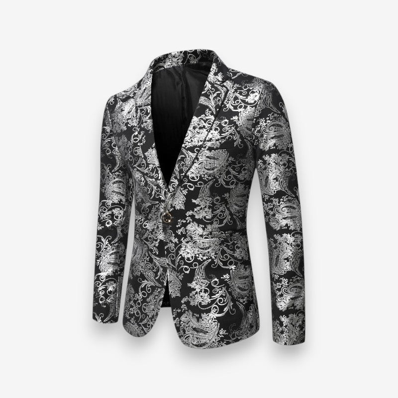 Freddie – Long sleeve printed blazer with lapel collar