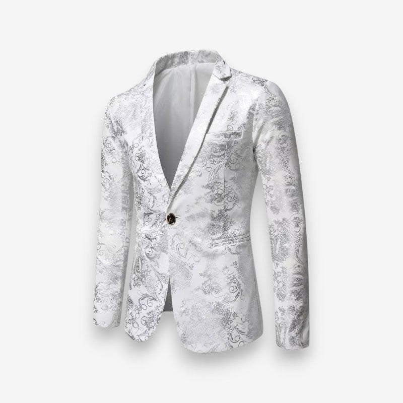 Freddie – Long sleeve printed blazer with lapel collar
