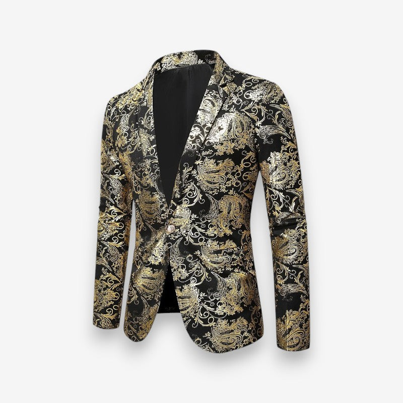 Freddie – Long sleeve printed blazer with lapel collar