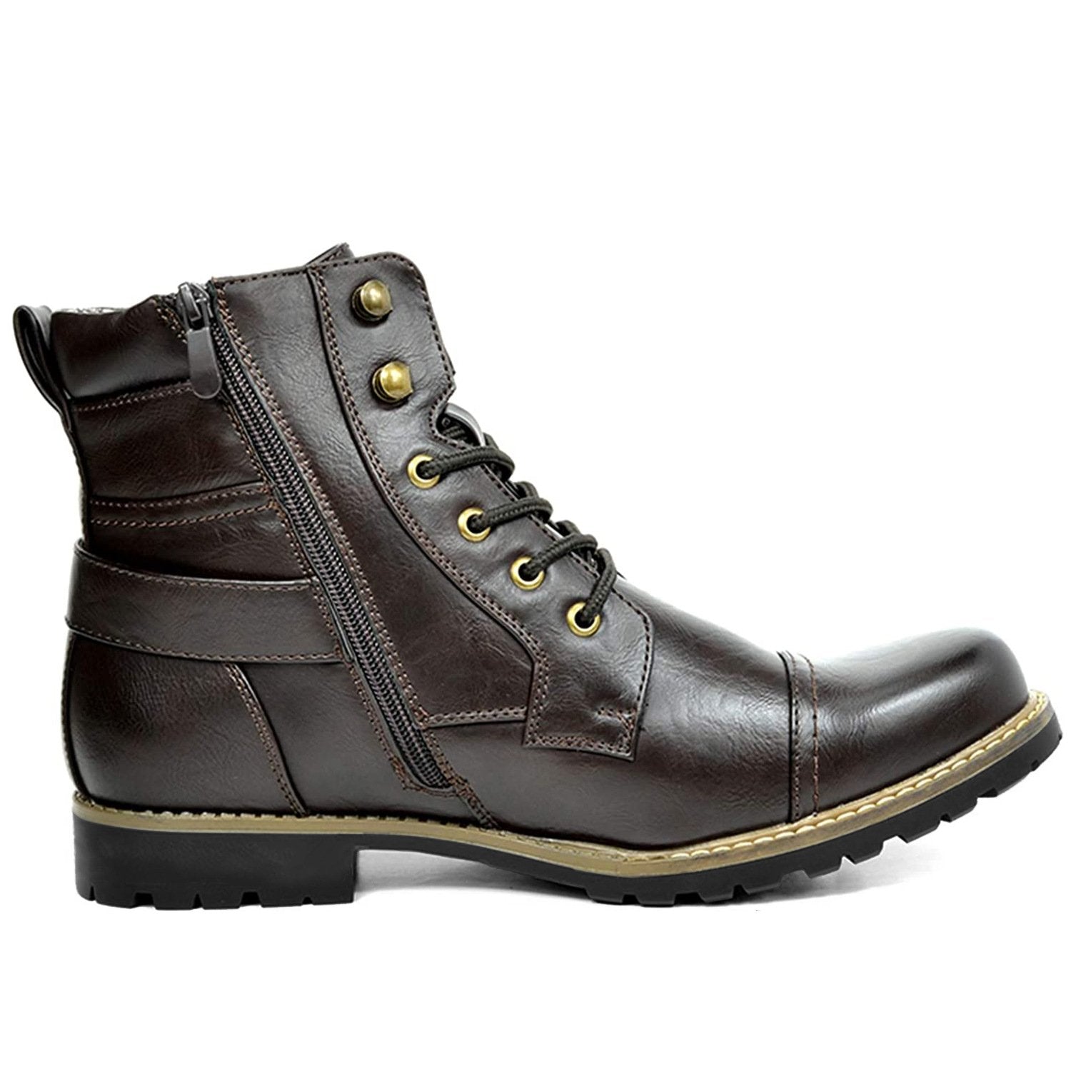 Rhion|Bottine confortable à lacets avec fermeture éclair latérale