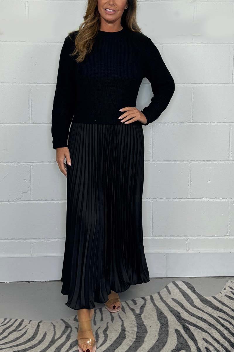 Anabel - Maglione a maniche lunghe con gonna a pieghe che unisce comfort e stile
