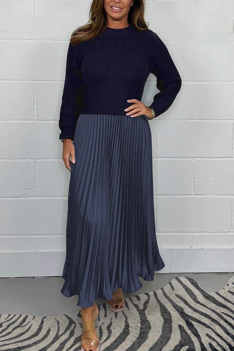 Anabel - Maglione a maniche lunghe con gonna a pieghe che unisce comfort e stile