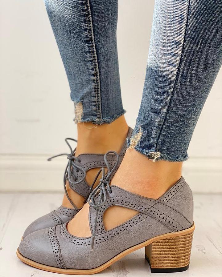 Isabella - Pantofi Oxford eleganți cu toc înalt și design cu șireturi