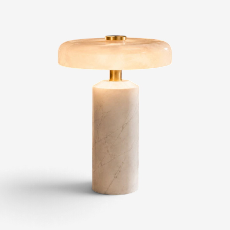 MarbleGlow - Led Table Lamp With Natural Marble Base And Opal Glass Diffuser