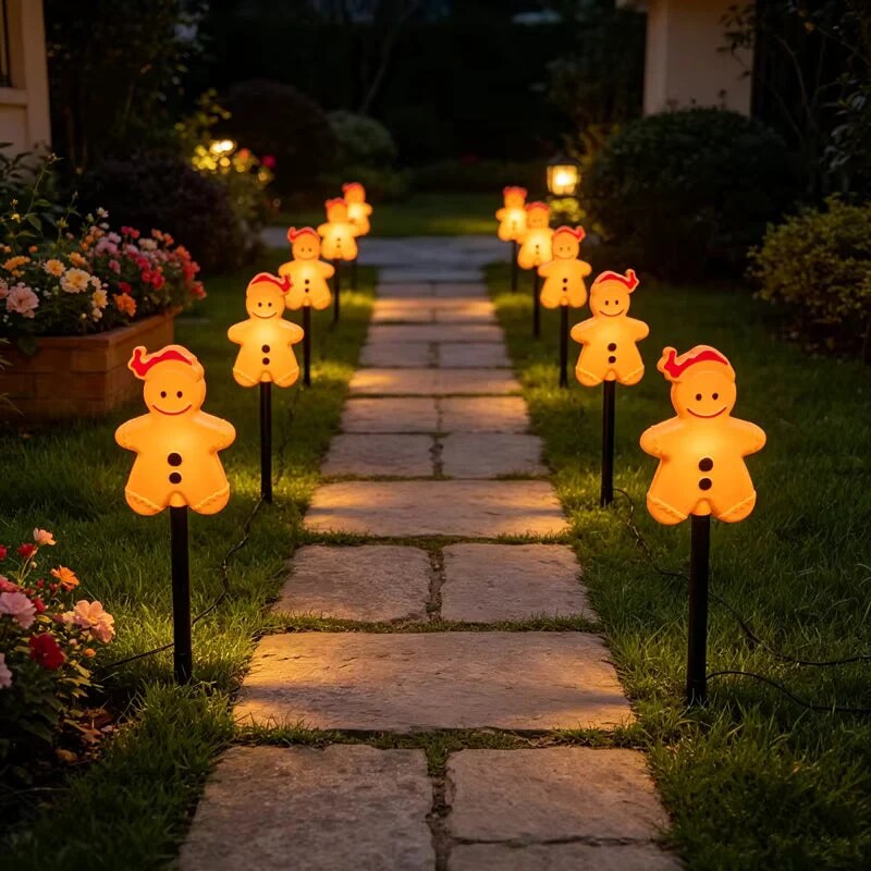 GingerGlow - LED zahradní zapichovací světla s perníkovým designem