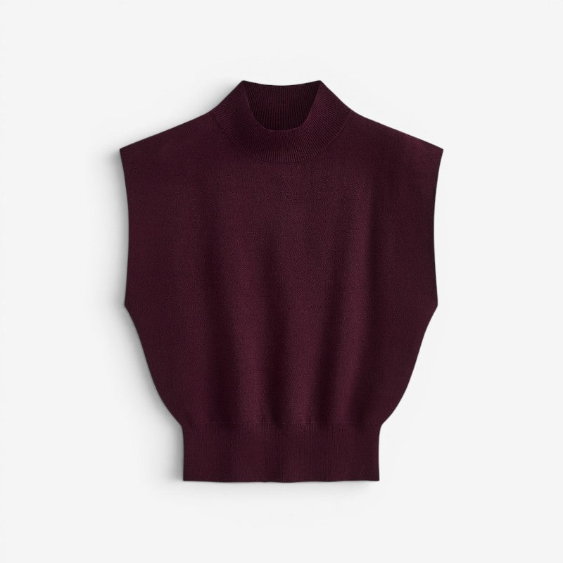Blusa a coste da donna con collo alto